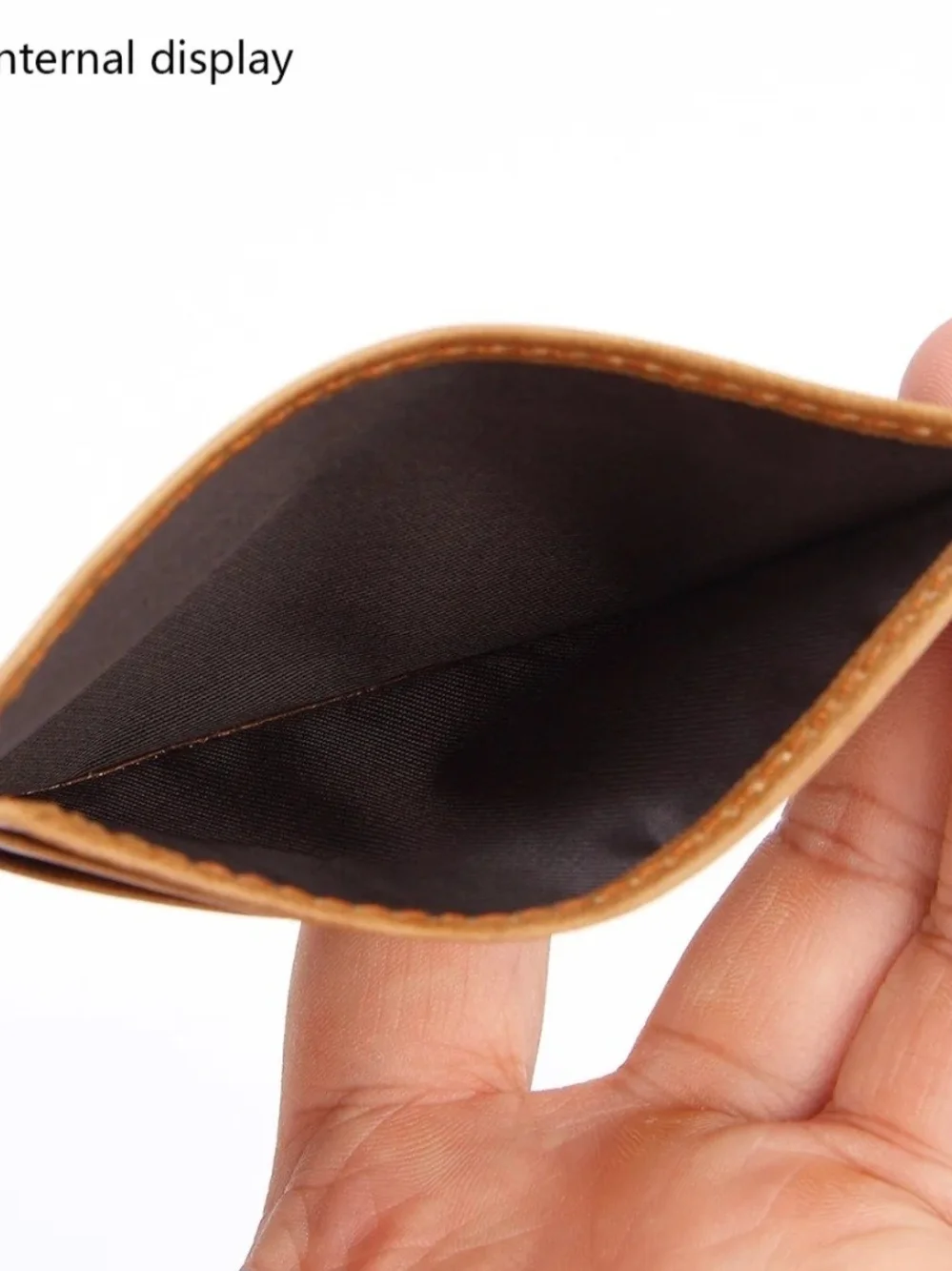 Men's Slim Genuine Leather Card Holder Wallet - Tan